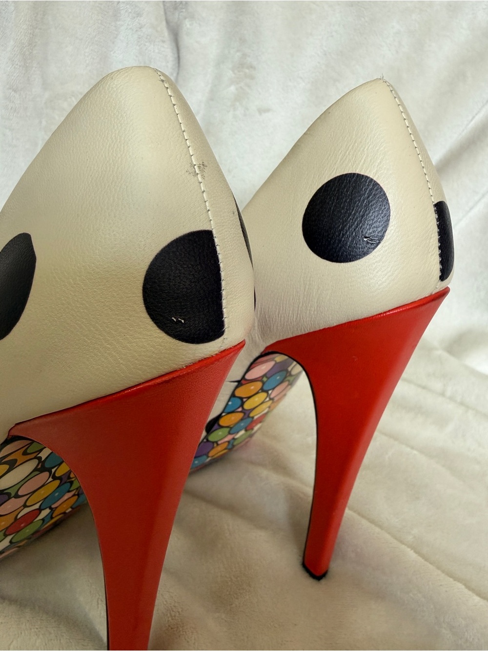 Taylor Says Dottie Polka Dot Platform Pumps Heels Size 8.5M Novelty Art Sole - Picture 15 of 16